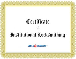 Mr. Locksmith Certificate in Institutional Locksmithing